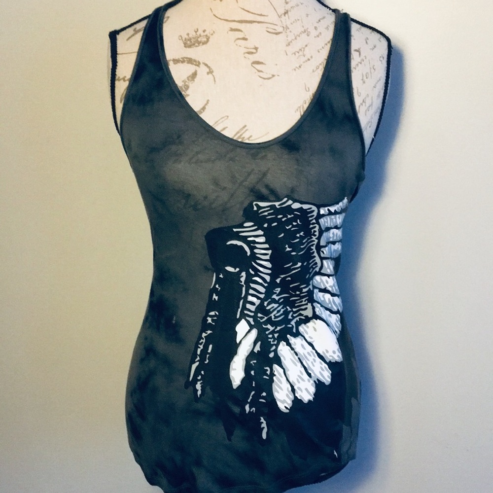 Torn by Ronny Kobo grey tie die racerback tank M